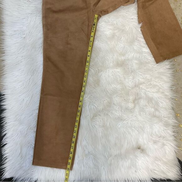 NEW AR BERNARDO Nutmeg Brown Genuine Leather Suede Stright Trousers Pants 8 - Picture 11 of 16